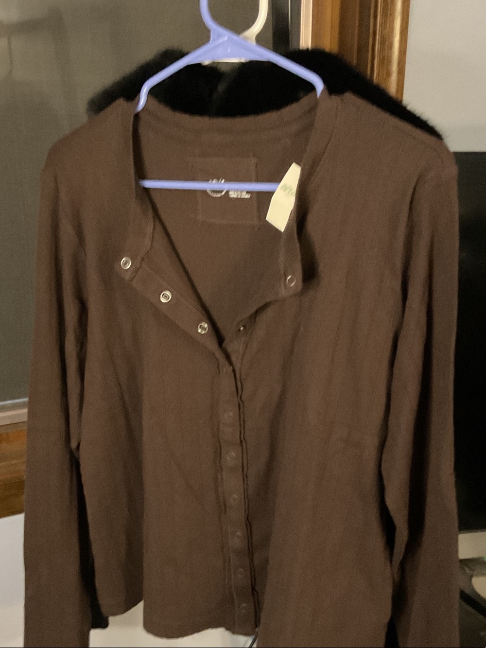 aerie Brown Button-Front Long Sleeve Shirt
